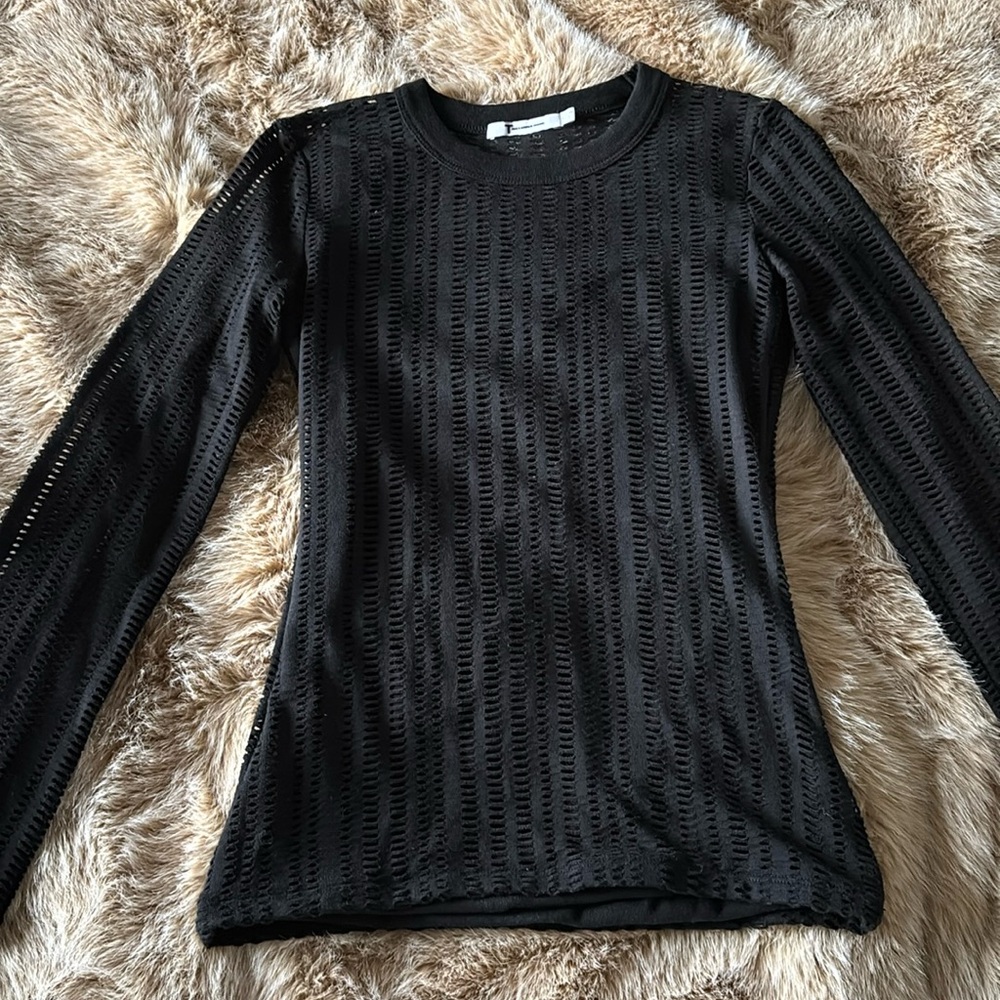 T by Alexander Wang, perforated long sleeve shirt